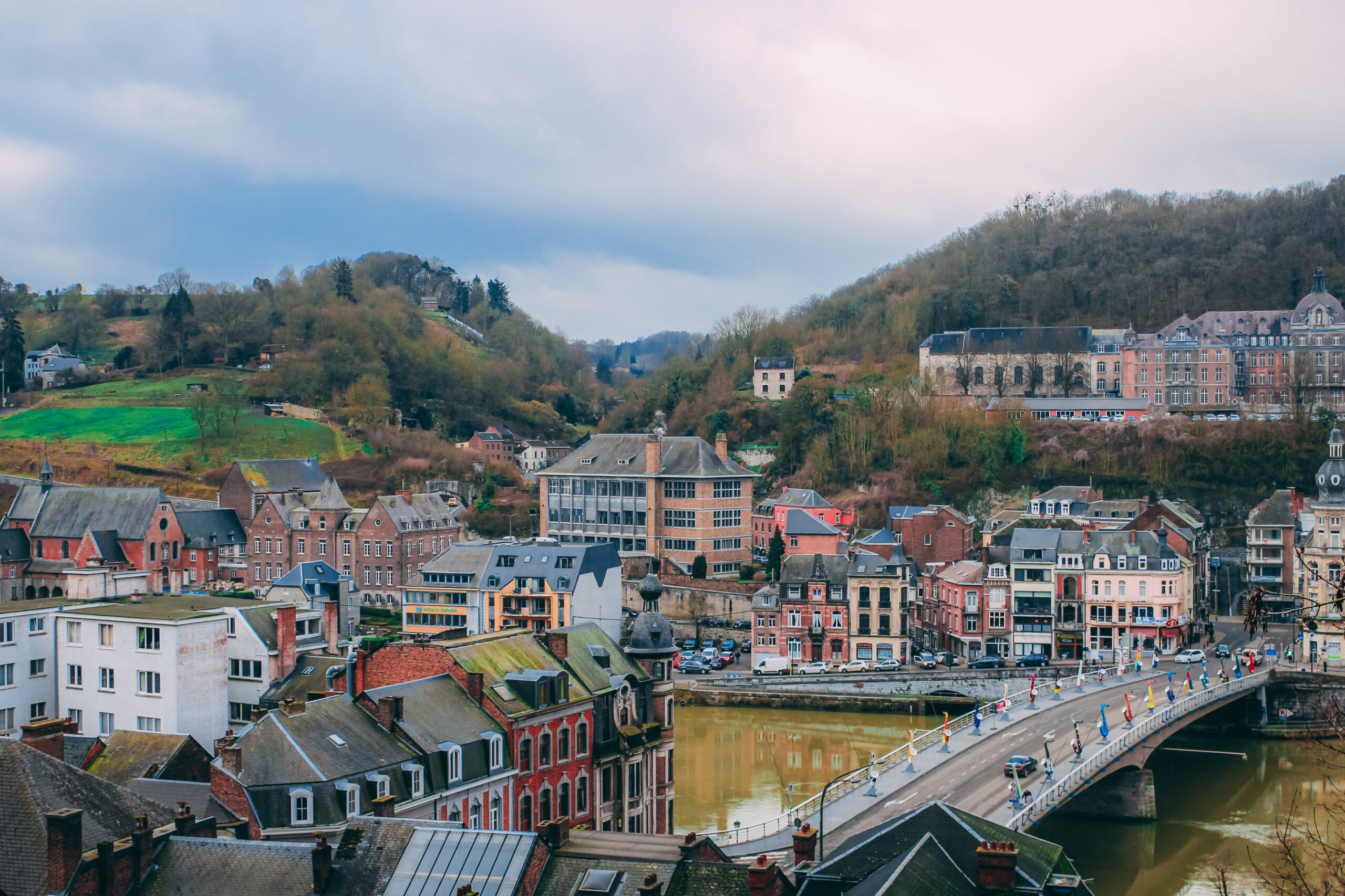 Aerial shot of Dinant Belgium